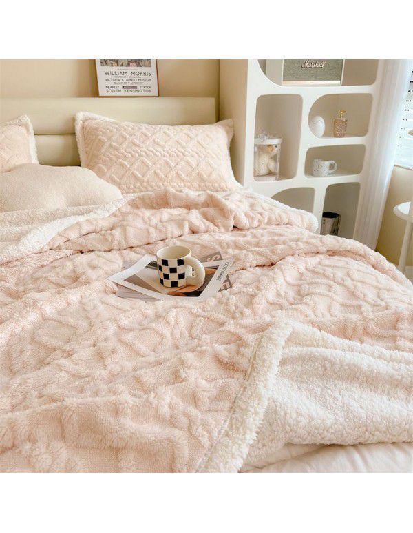 Taff nap blanket thickened lamb wool blanket in winter solid color spring and autumn blanket coral blanket wholesale