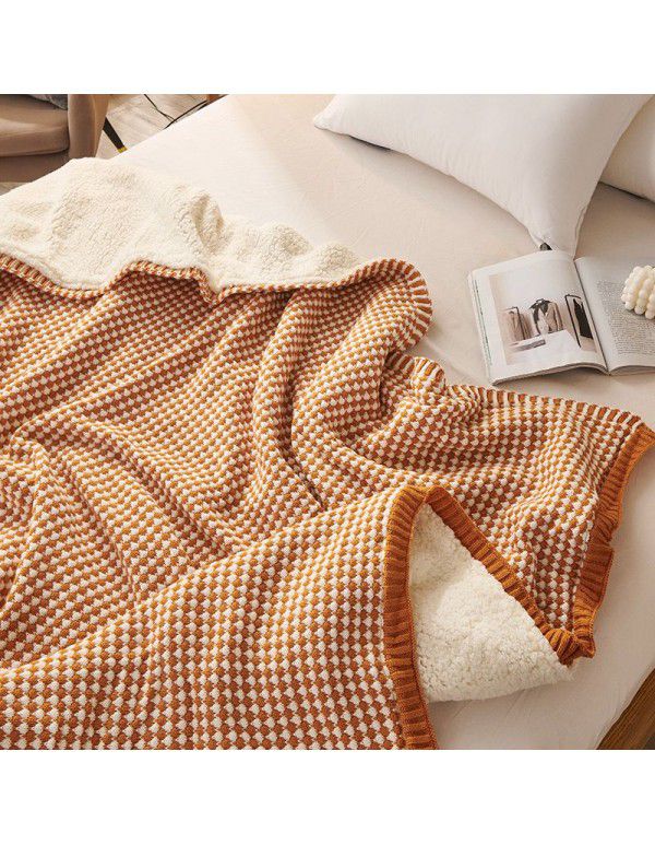 Nordic light luxury thick blanket for winter thickened warm blanket with cashmere cover blanket for winter sofa blanket for lunch