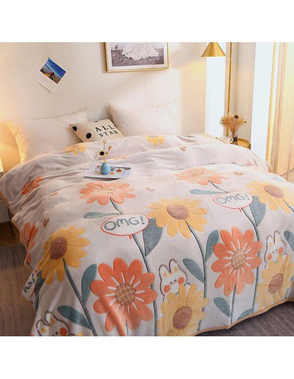 Ins Rainbow Bear~Korean Snow Flower Blanket Office Nap Leisure Sofa Blanket Air Conditioner Blanket in Summer