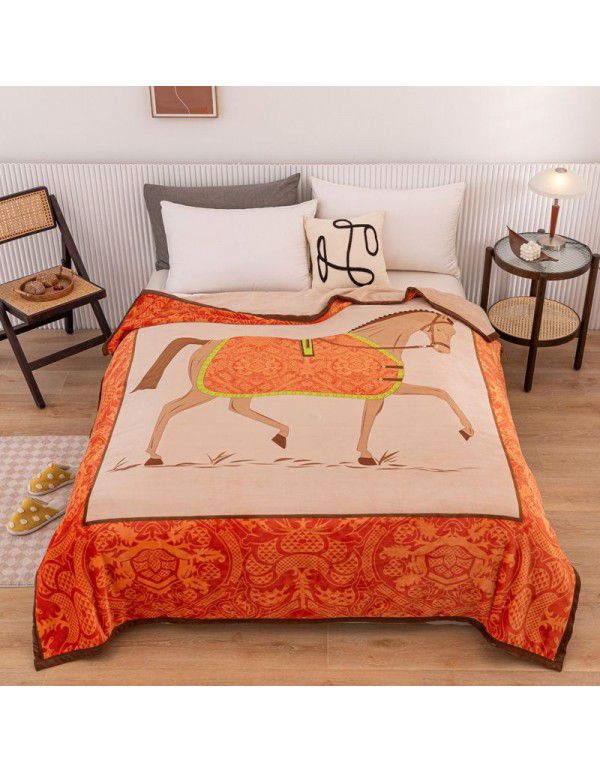 Double layer thickened warm cloud blanket European blanket AB Farai velvet ferret velvet crystal velvet air conditioning blanket wholesale