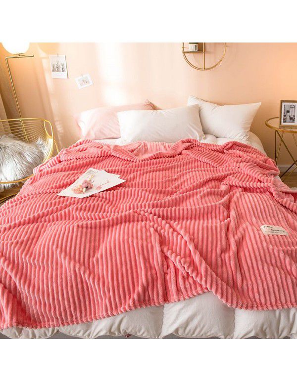 New super soft pure color flannel blanket plain stripe magic velvet nap blanket air conditioning blanket cover blanket special price