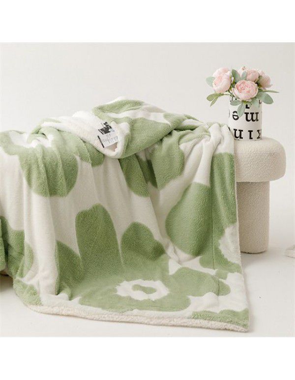 Net red ins wind double layer milk wool jacquard double layer blanket household thickened lamb wool nap shawl blanket wholesale