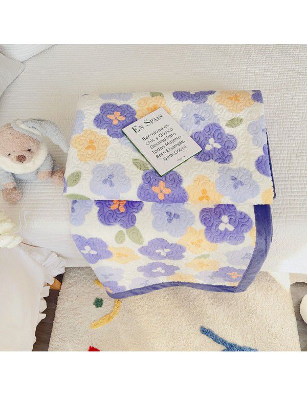 Winter Teddy plush thickened milk wool blanket bedding straight edge milk wool thickened bed blanket