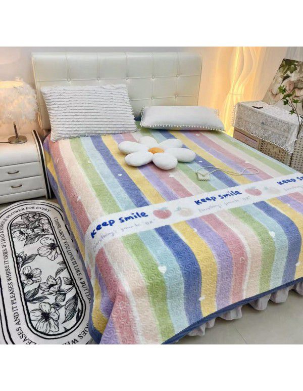 Winter Teddy plush thickened milk wool blanket bedding straight edge milk wool thickened bed blanket