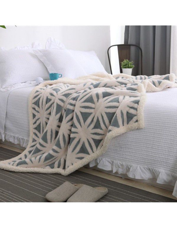 Foreign trade export thickened double-layer comfortable cotton wool jacquard blanket thickened cashmere double-layer blanket in winter office blanket