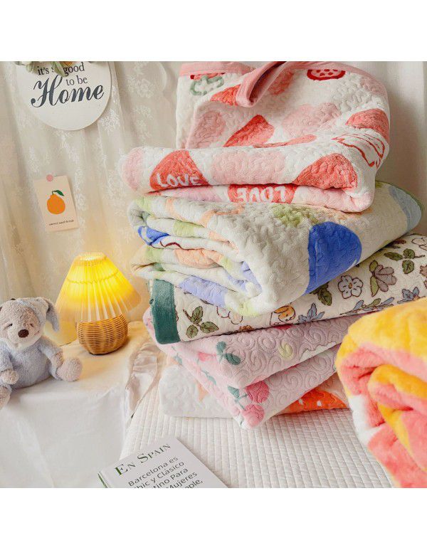 Winter Teddy plush thickened milk wool blanket bedding straight edge milk wool thickened bed blanket