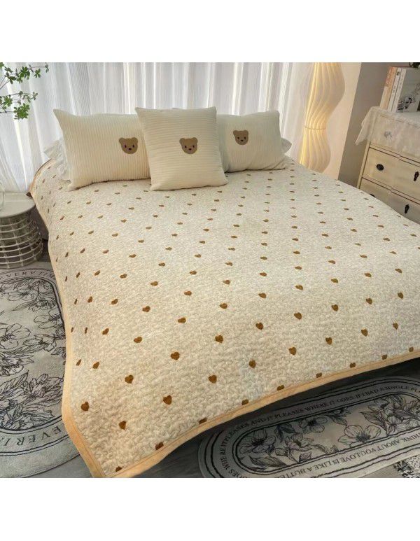 Winter Teddy plush thickened milk wool blanket bedding straight edge milk wool thickened bed blanket