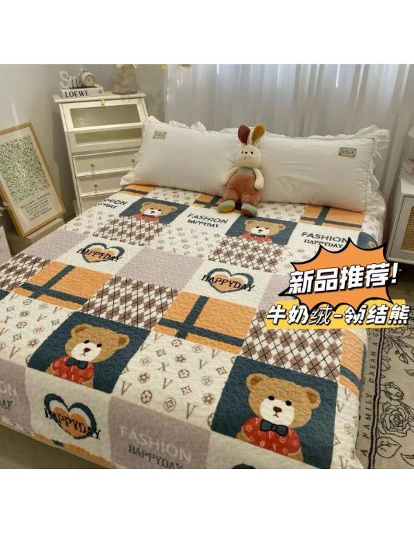 Winter Teddy plush thickened milk wool blanket bedding straight edge milk wool thickened bed blanket