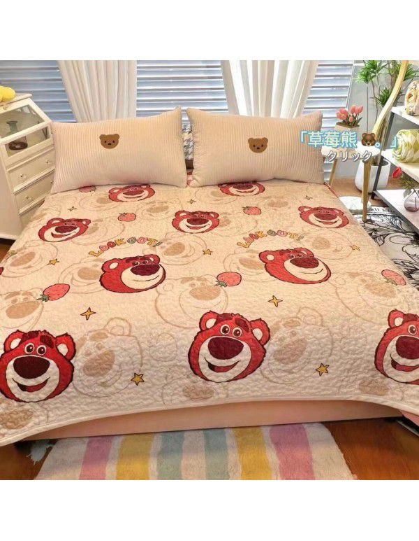 Winter Teddy plush thickened milk wool blanket bedding straight edge milk wool thickened bed blanket