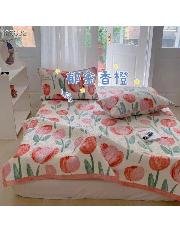 Winter Teddy plush thickened milk wool blanket bedding straight edge milk wool thickened bed blanket