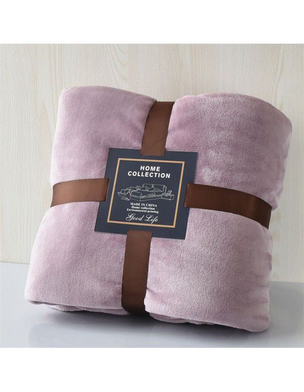 Foreign trade small blanket coral blanket four seasons nap travel blanket solid flannel thickened yoga gifts wholesale