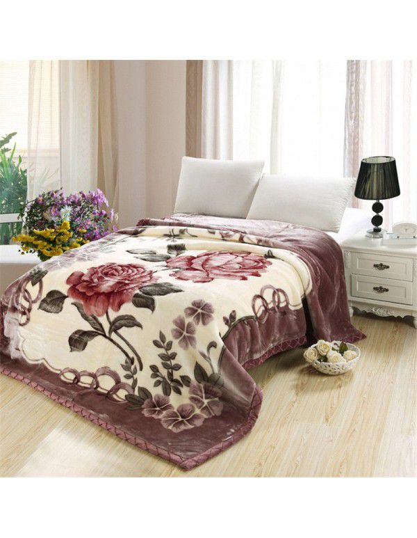 Factory blanket Raschel blanket thickened double-layer warm blanket super soft double-sided blanket gift wholesale