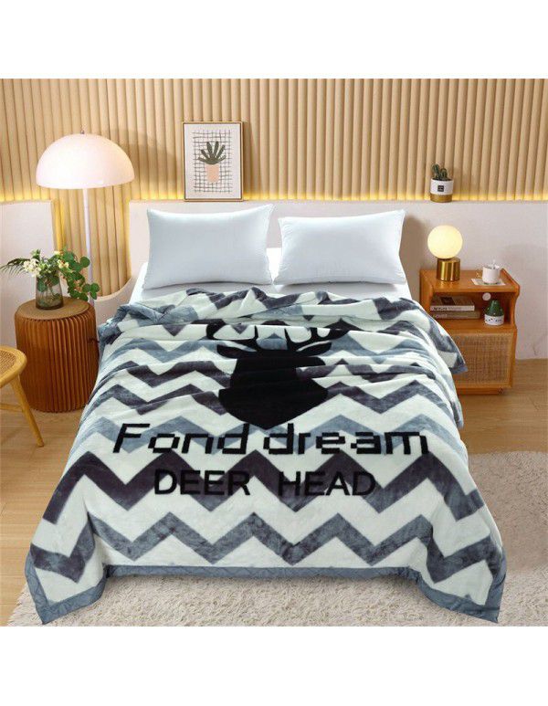 Factory blanket Raschel blanket thickened double-layer warm blanket super soft double-sided blanket gift wholesale