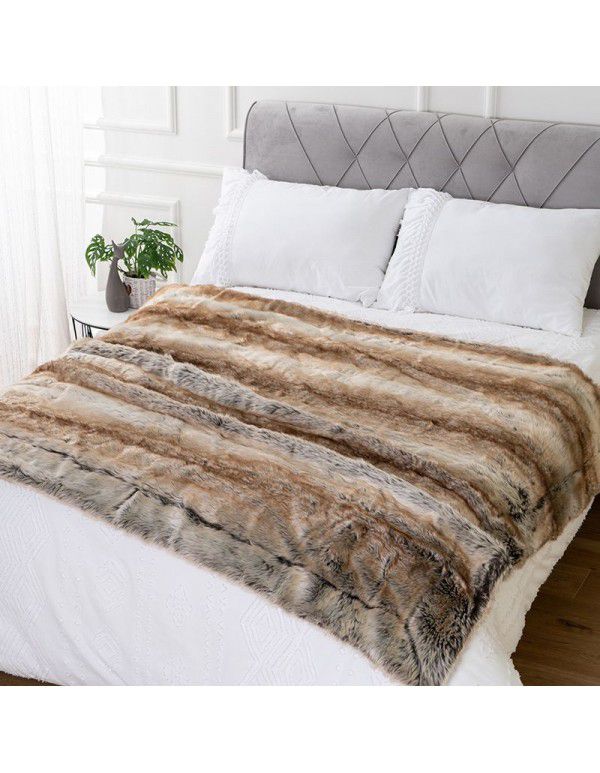 Nordic imitation fur blanket imitation fur sofa blanket model room soft decoration light luxury fur blanket thickened double-layer blanket