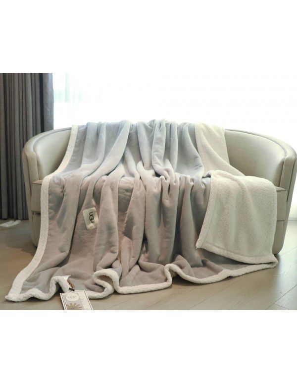 UGG Blanket Double sided velvet blanket Solid color blanket Double layer thickened warm blanket Lamb wool blanket Winter blanket
