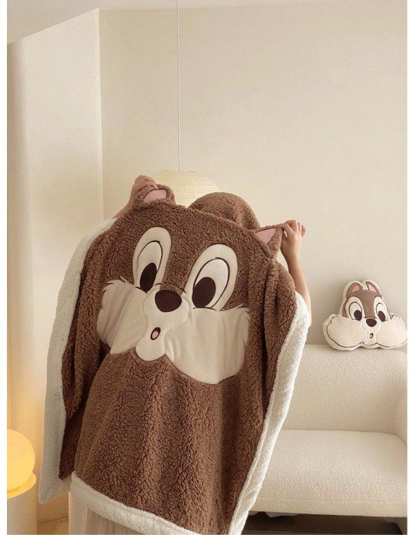 One wholesale ins small red book large version patch cloth embroidered cartoon children single and double lamb blanket
