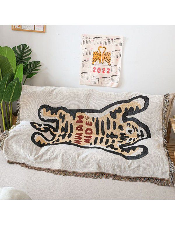 Japanese trend cartoon Humanmake sofa blanket camping blanket tiger nap leisure blanket picnic decoration