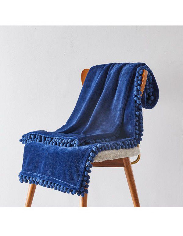 Wholesale cross-border flannel, bayberry ball, wool ball, blanket, autumn and winter European style office blanket, sofa, nap blanket