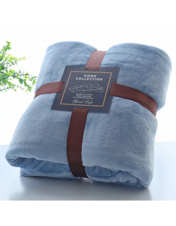 Foreign trade small blanket coral blanket four seasons nap travel blanket solid flannel thickened yoga gifts wholesale