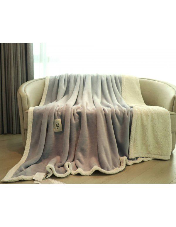 UGG Blanket Double sided velvet blanket Solid color blanket Double layer thickened warm blanket Lamb wool blanket Winter blanket