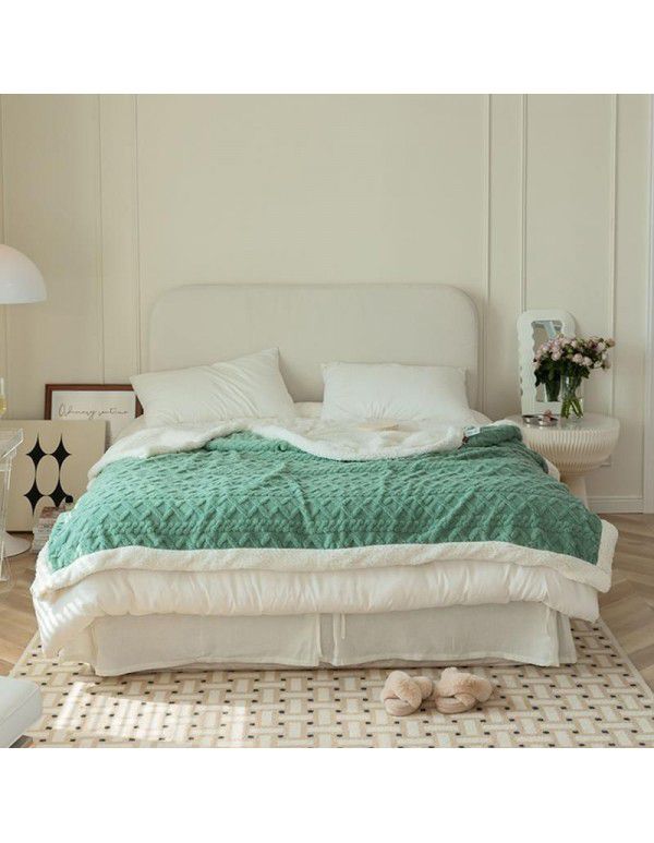 Nordic retro flannel taff cashmere blanket blanket single shawl sofa double layer solid color lunch blanket