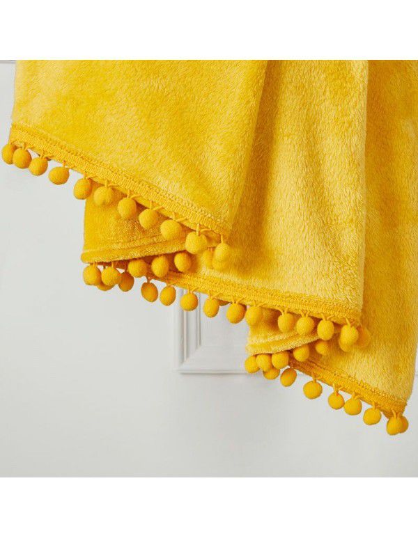 Wholesale cross-border flannel, bayberry ball, wool ball, blanket, autumn and winter European style office blanket, sofa, nap blanket