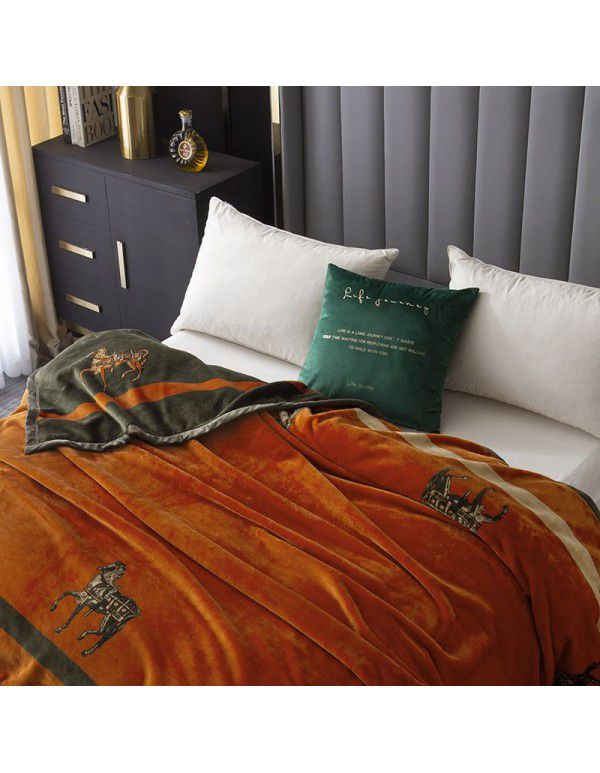 Double layer thickened warm cloud blanket European blanket AB Farai velvet ferret velvet crystal velvet air conditioning blanket wholesale