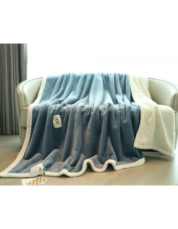 UGG Blanket Double sided velvet blanket Solid color blanket Double layer thickened warm blanket Lamb wool blanket Winter blanket