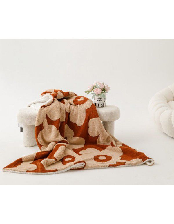 Net red ins wind double layer milk wool jacquard double layer blanket household thickened lamb wool nap shawl blanket wholesale