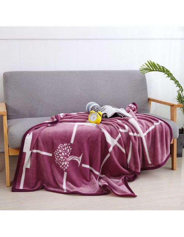 Wholesale printed coral wool blanket Spring and autumn casual shawl blanket Air conditioning blanket Office nap blanket