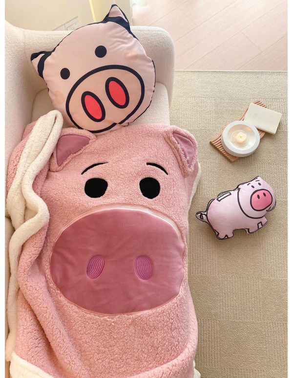 One wholesale ins small red book large version patch cloth embroidered cartoon children single and double lamb blanket