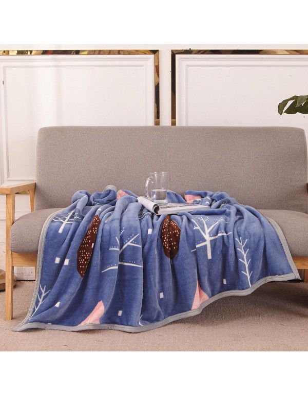 Wholesale printed coral wool blanket Spring and autumn casual shawl blanket Air conditioning blanket Office nap blanket