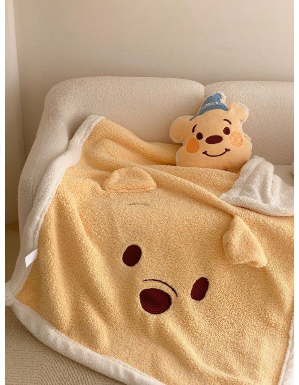 One wholesale ins small red book large version patch cloth embroidered cartoon children single and double lamb blanket