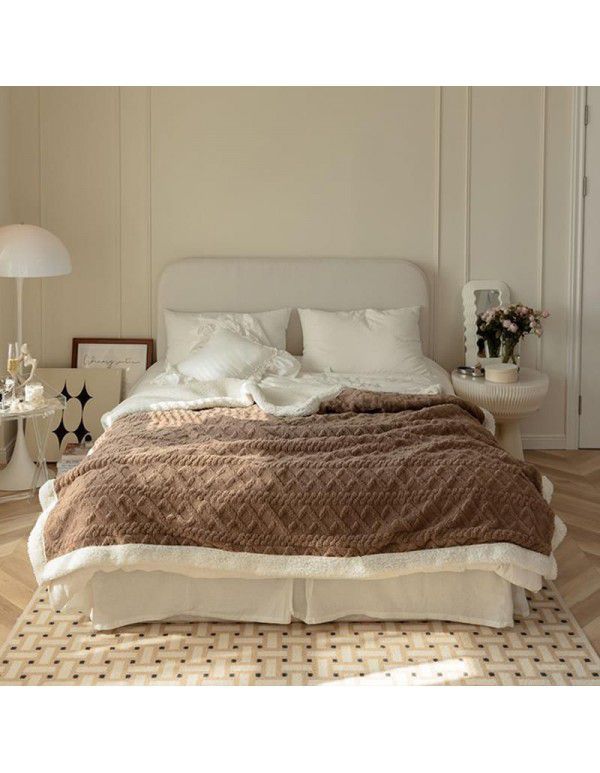 Nordic retro flannel taff cashmere blanket blanket single shawl sofa double layer solid color lunch blanket