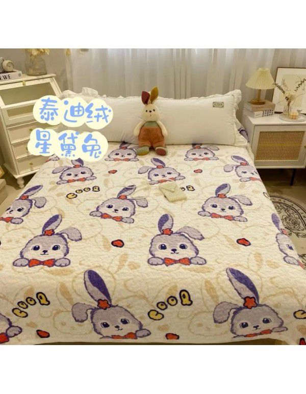 Winter Teddy plush thickened milk wool blanket bedding straight edge milk wool thickened bed blanket