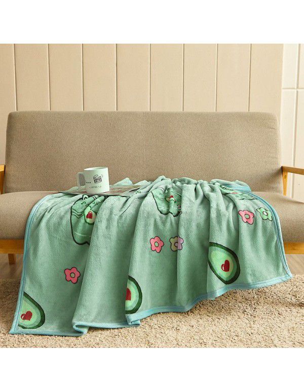 Wholesale printed coral wool blanket Spring and autumn casual shawl blanket Air conditioning blanket Office nap blanket