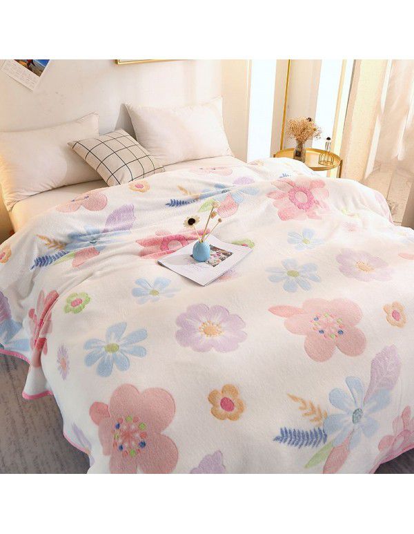 Ins Rainbow Bear~Korean Snow Flower Blanket Office Nap Leisure Sofa Blanket Air Conditioner Blanket in Summer