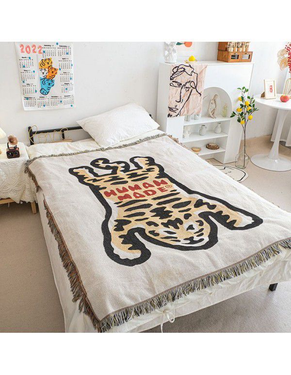 Japanese trend cartoon Humanmake sofa blanket camping blanket tiger nap leisure blanket picnic decoration