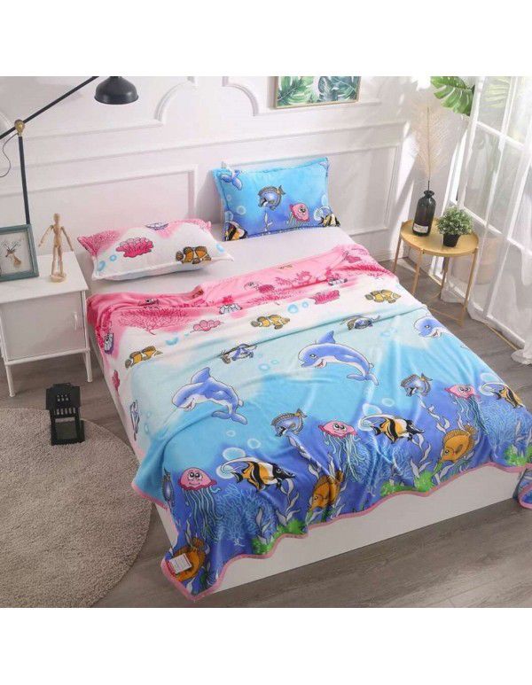 Wholesale printed coral wool blanket Spring and autumn casual shawl blanket Air conditioning blanket Office nap blanket