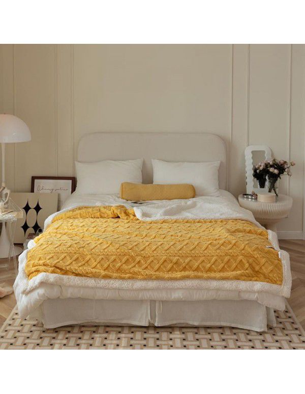 Nordic retro flannel taff cashmere blanket blanket single shawl sofa double layer solid color lunch blanket