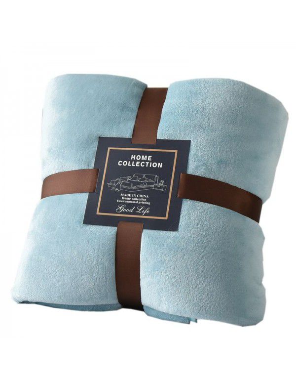 Foreign trade small blanket coral blanket four seasons nap travel blanket solid flannel thickened yoga gifts wholesale