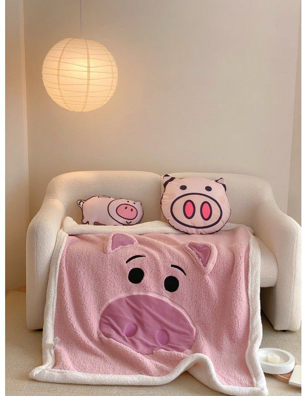 One wholesale ins small red book large version patch cloth embroidered cartoon children single and double lamb blanket