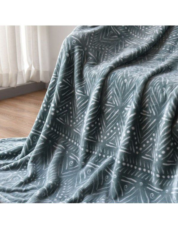 180 * 200 thick foreign trade dark green printing flannel blanket sofa thick nap blanket bed sheet