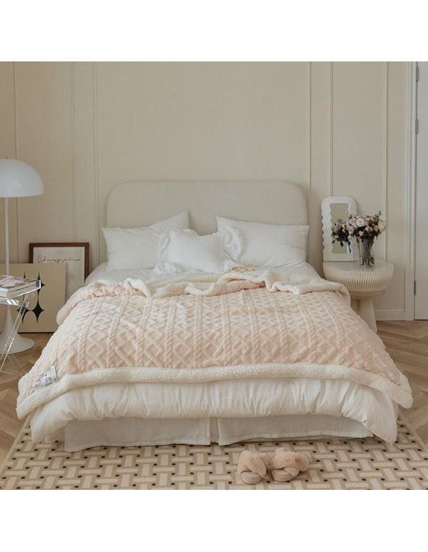 Nordic retro flannel taff cashmere blanket blanket single shawl sofa double layer solid color lunch blanket
