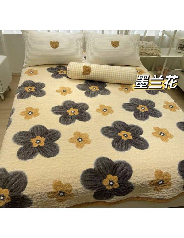 Winter Teddy plush thickened milk wool blanket bedding straight edge milk wool thickened bed blanket