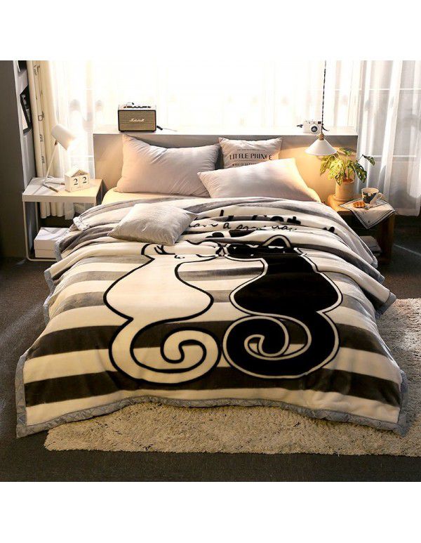 Factory blanket Raschel blanket thickened double-layer warm blanket super soft double-sided blanket gift wholesale