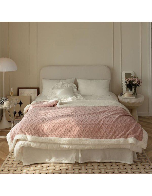 Nordic retro flannel taff cashmere blanket blanket single shawl sofa double layer solid color lunch blanket
