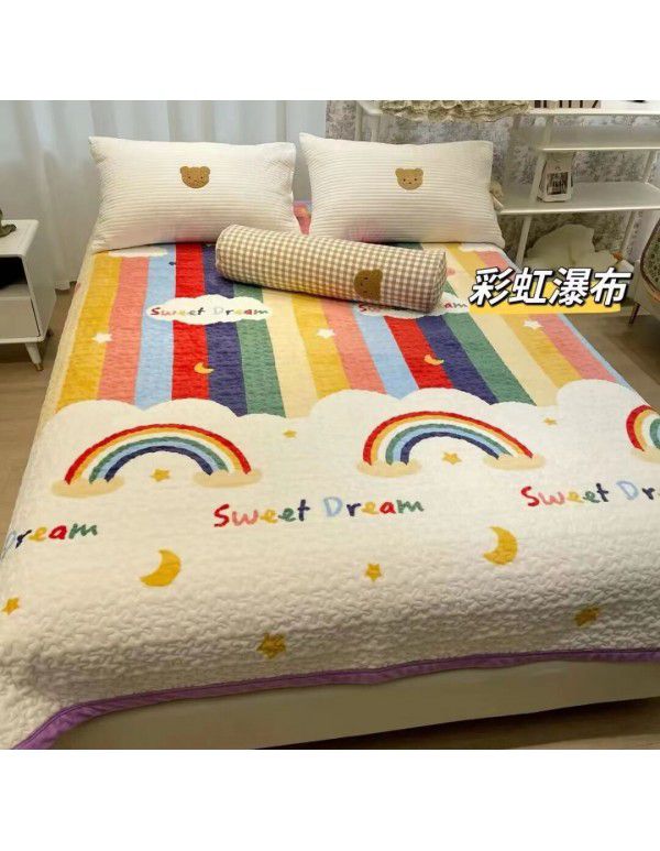 Winter Teddy plush thickened milk wool blanket bedding straight edge milk wool thickened bed blanket