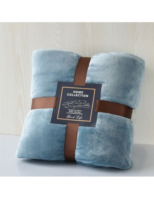 Foreign trade small blanket coral blanket four seasons nap travel blanket solid flannel thickened yoga gifts wholesale