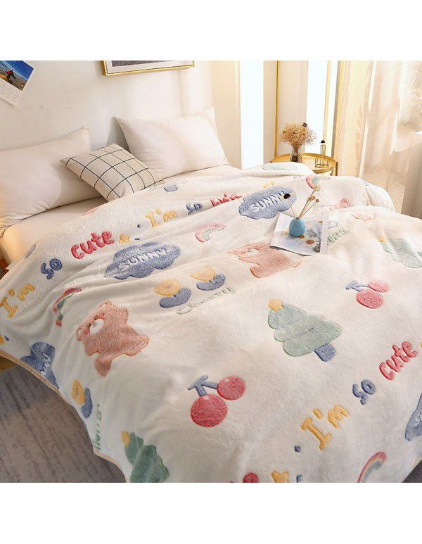 Ins Rainbow Bear~Korean Snow Flower Blanket Office Nap Leisure Sofa Blanket Air Conditioner Blanket in Summer